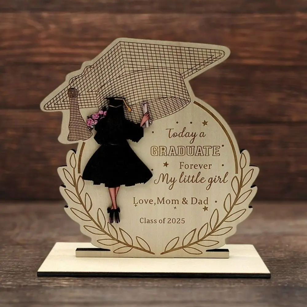 Wooden Graduation Ornament Rustic Durable Home Decoration Ornament Creative Handmade Graduation Gift Photography Props