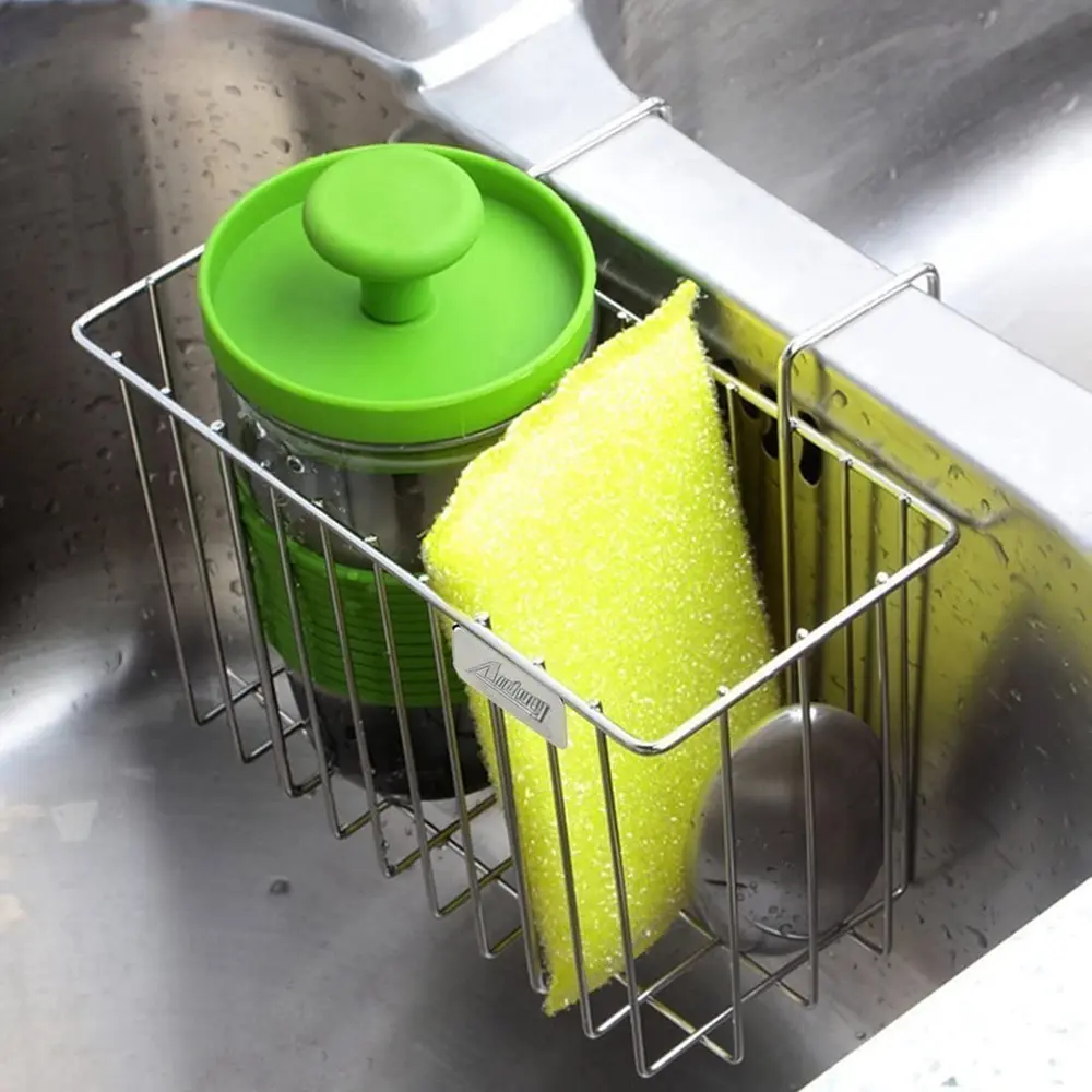 Hanging Anti-rust Home Waste Basket Brush Storage Sponge Holder Kitchen Supplies Drainer Rack Sink Basket