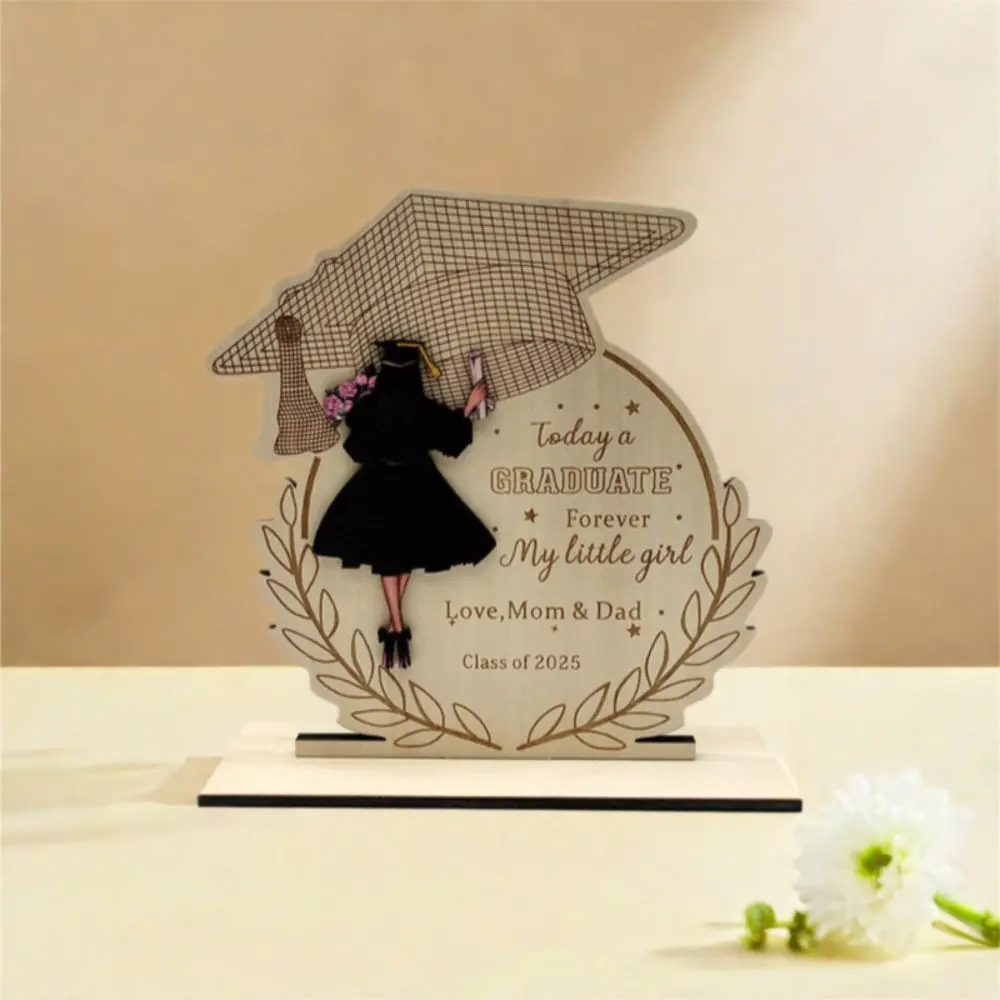 Wooden Graduation Ornament Rustic Durable Home Decoration Ornament Creative Handmade Graduation Gift Photography Props