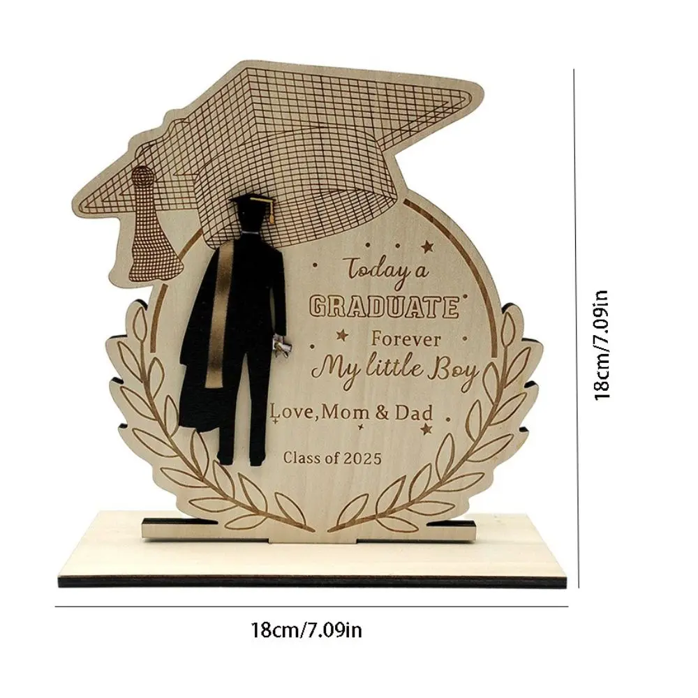 Wooden Graduation Ornament Rustic Durable Home Decoration Ornament Creative Handmade Graduation Gift Photography Props