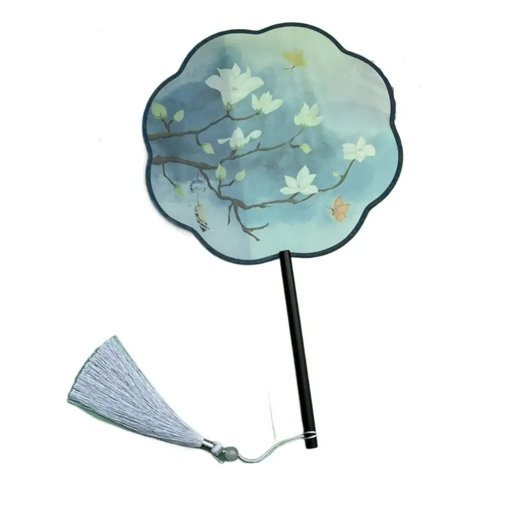 Chinese Style Chinese Embroidery Fan with Tassels Lycoris Pattern Silk Fan Handheld Translucent Tuan Fan Chinese Wedding