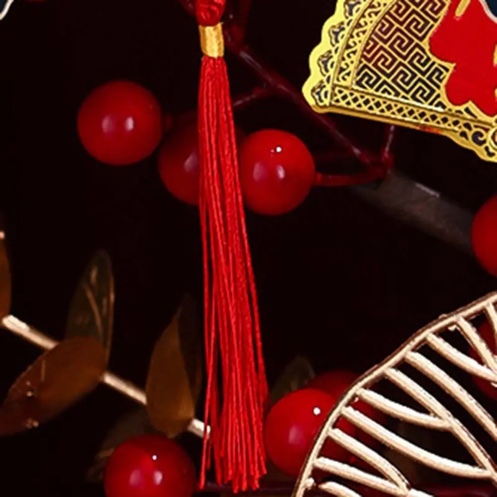 5/6pcs Gold Chinese Lunar New Year Pendant with Tassel Traditional Spring Festival Bonsai Pendant Plastic