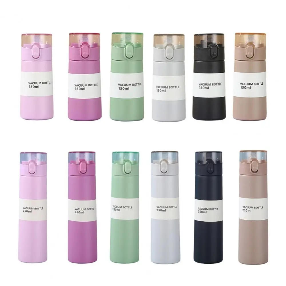 Stainless Steel Mini Thermos Cup 150/250ml One-button Opening Pocket Insulated Cup with Straw Leak-proof Thermal Mug
