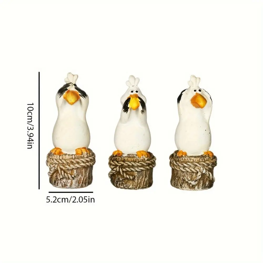 3pcs Resin Seabirds Decorative Ornament Cute Creative Animal Statue Waterproof Cartoon Miniatures Figurine Sculpture Home
