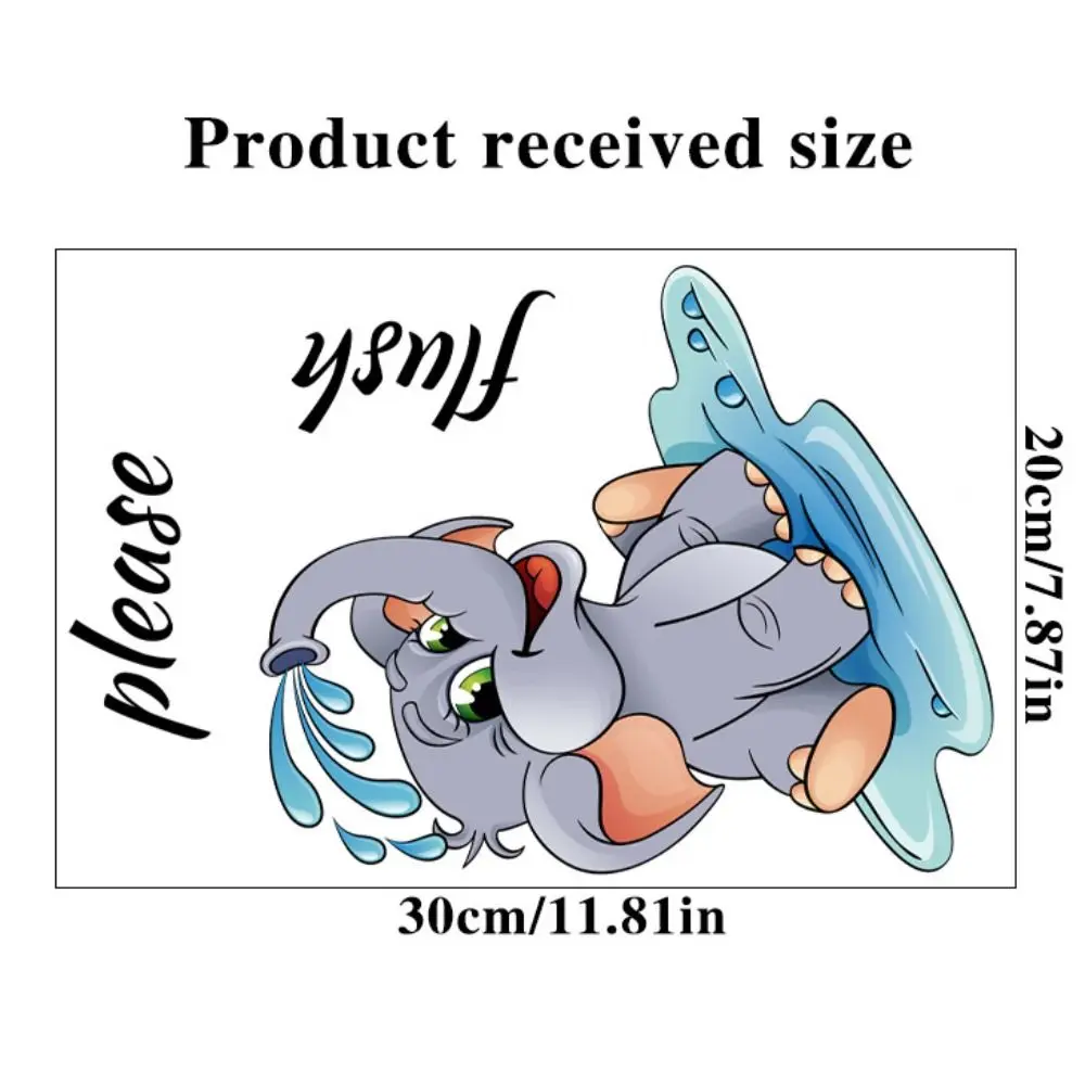 Durable Elephant Elephant Playing Water Stickers Lovely Playing Water Elephant Toilet Decals Self-adhesive Waterproof Home Decor