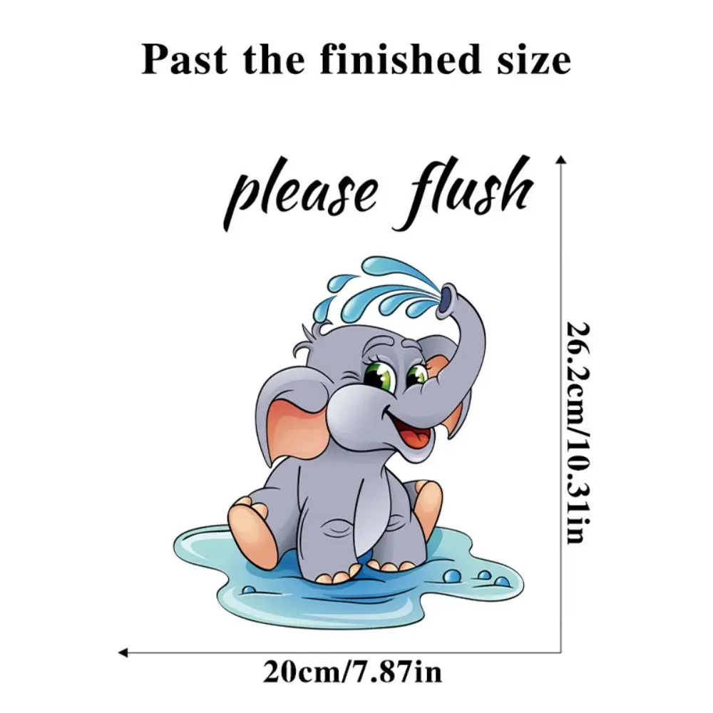 Durable Elephant Elephant Playing Water Stickers Lovely Playing Water Elephant Toilet Decals Self-adhesive Waterproof Home Decor