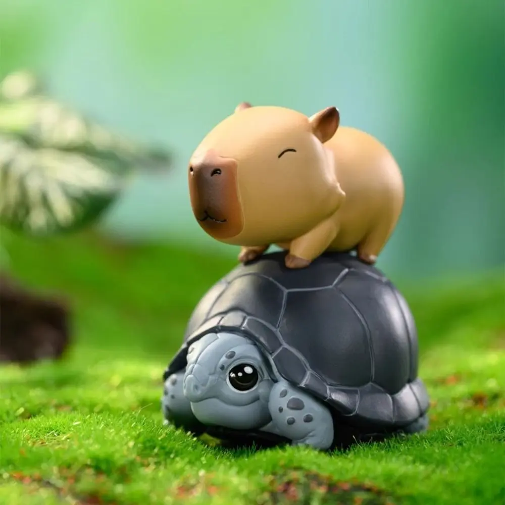 Riding Crocodiles Capybara Figure Toys Take Bath Riding Bird Simulation Capibara Model Cartoon Stacked Capybara Animals Figures