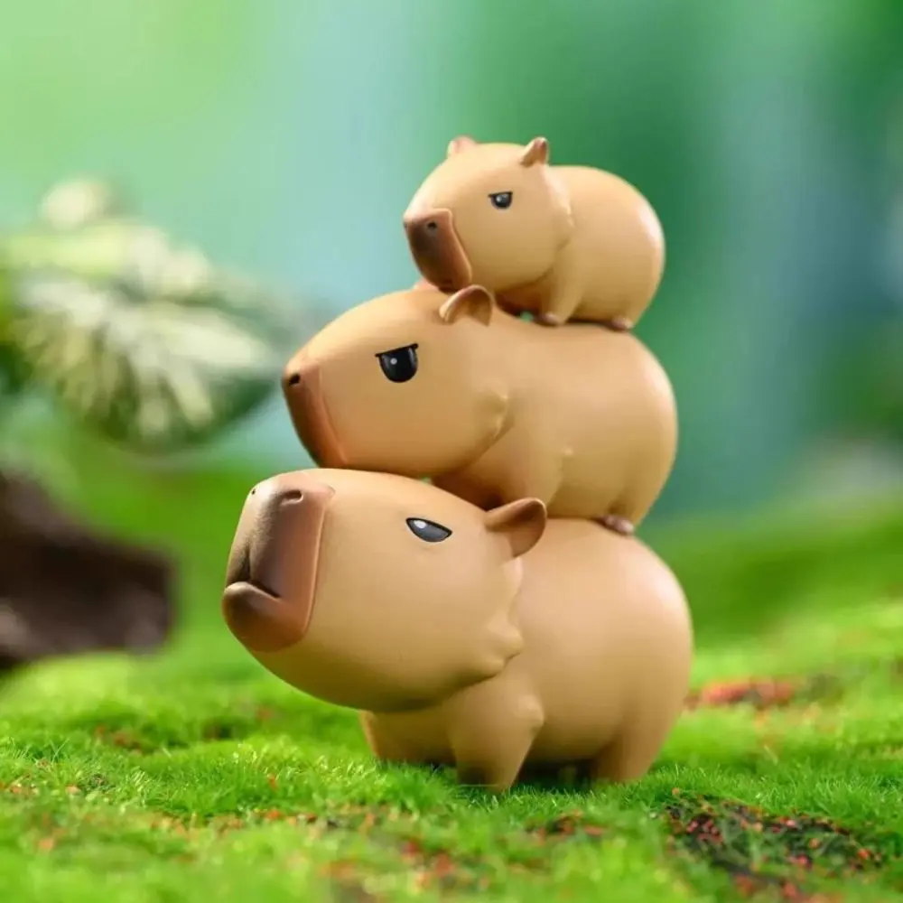 Riding Crocodiles Capybara Figure Toys Take Bath Riding Bird Simulation Capibara Model Cartoon Stacked Capybara Animals Figures