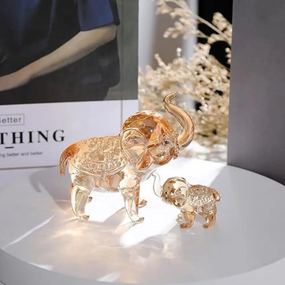 Creative Cute Crystal Elephant Statue Funny Handicraft Baby Elephant Ornaments Modern Desktop Crystal Ornaments Table