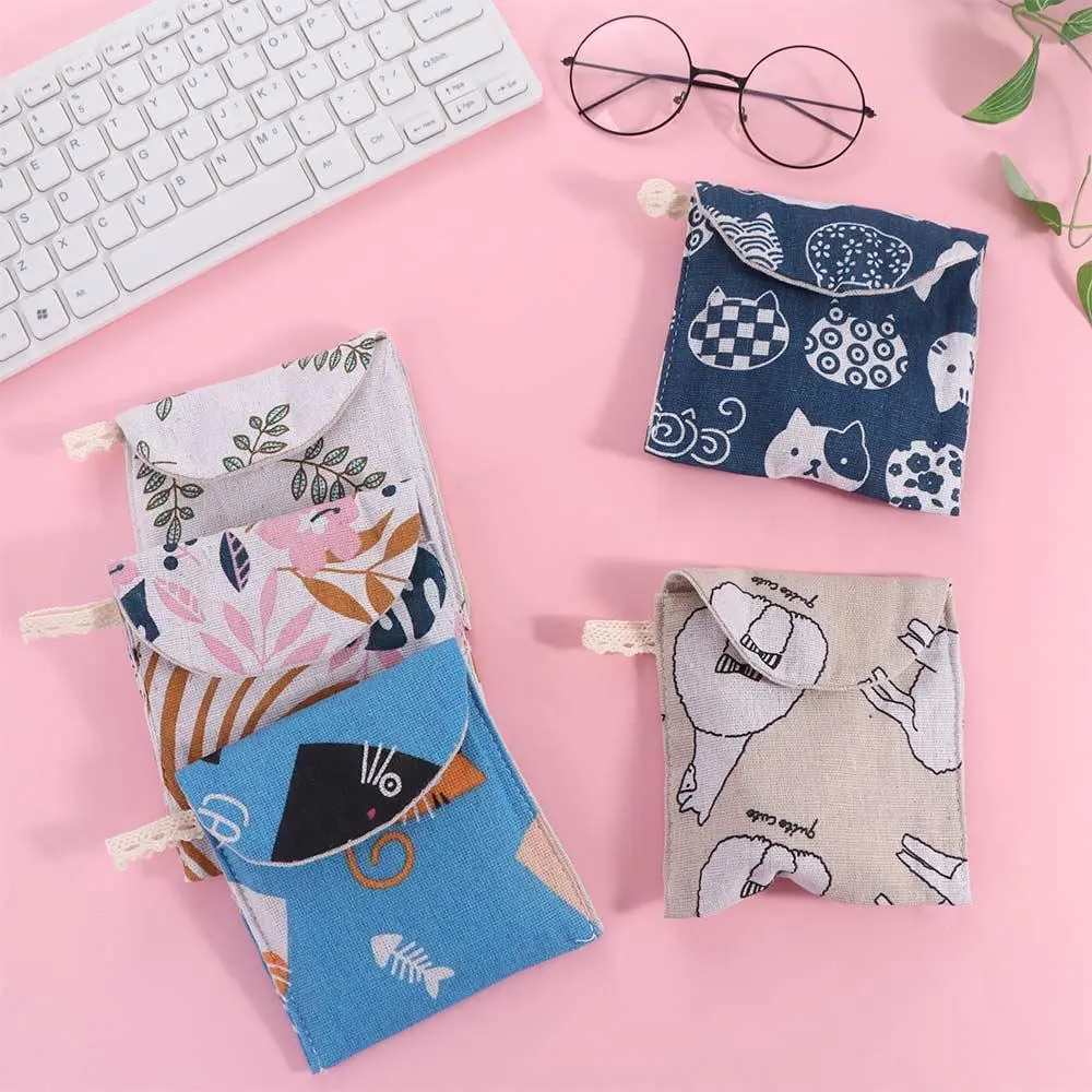 Portable Polyester Napkin Tampon Coin Purse Jewelry Organizer Sanitary Pad Storage Bag Mask storage bag Coin Pouch Makeup Bag