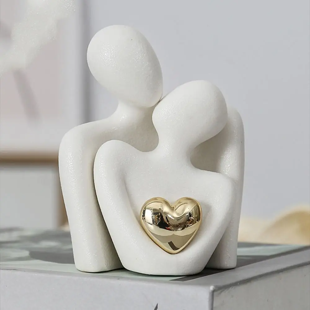 Ceramic Couples Embrace Statue Creative Waterproof People Love Sculpture Abstract Handicraft Miniatures Figurine Cabinet