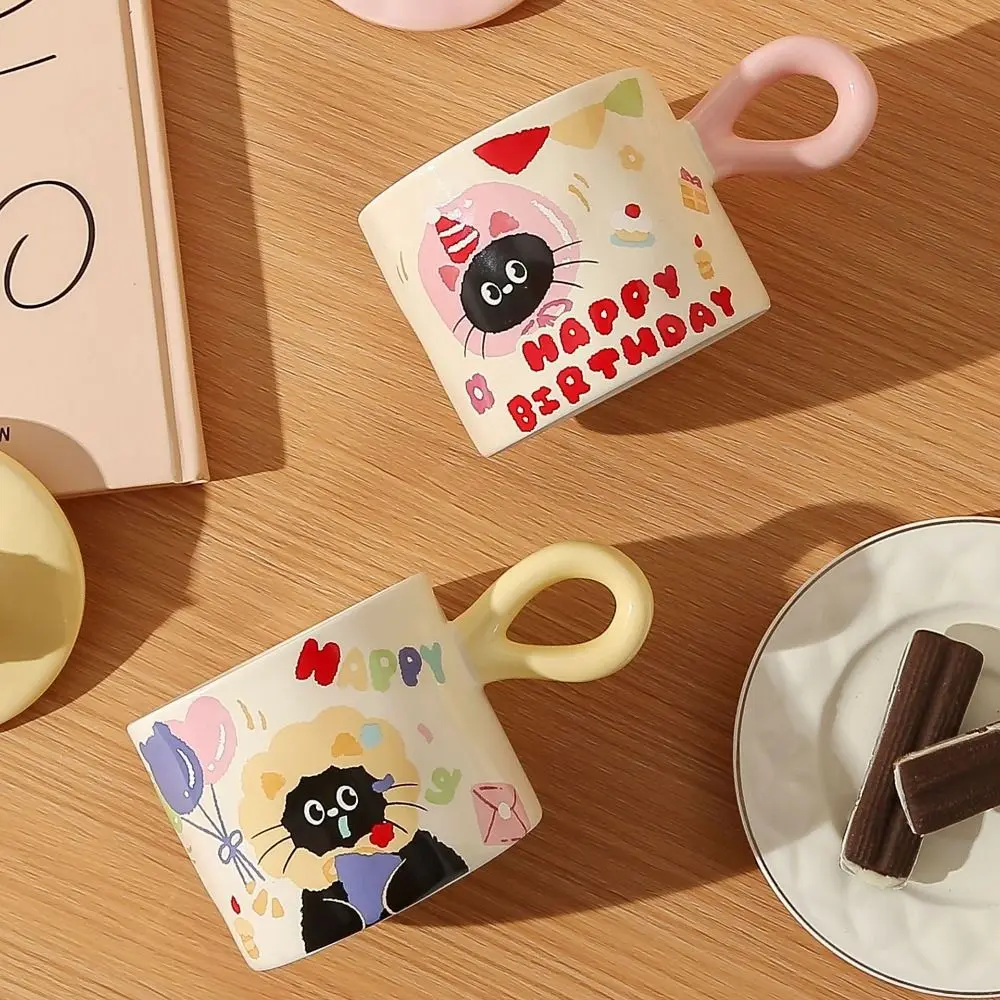 Gift Creative Cat Ceramic Mug Happy Birthday Gift 3D Cake Cartoon Water Cup 380ml Kawaii Tea Cup Tableware