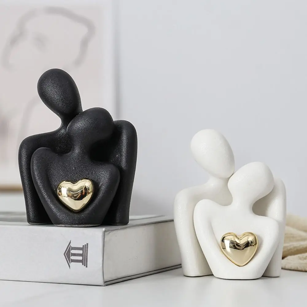 Ceramic Couples Embrace Statue Creative Waterproof People Love Sculpture Abstract Handicraft Miniatures Figurine Cabinet