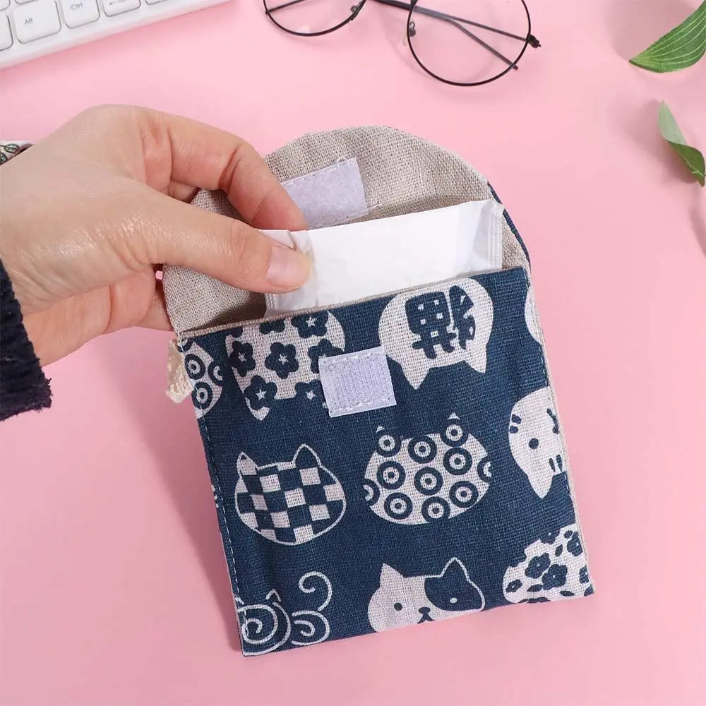 Portable Polyester Napkin Tampon Coin Purse Jewelry Organizer Sanitary Pad Storage Bag Mask storage bag Coin Pouch Makeup Bag