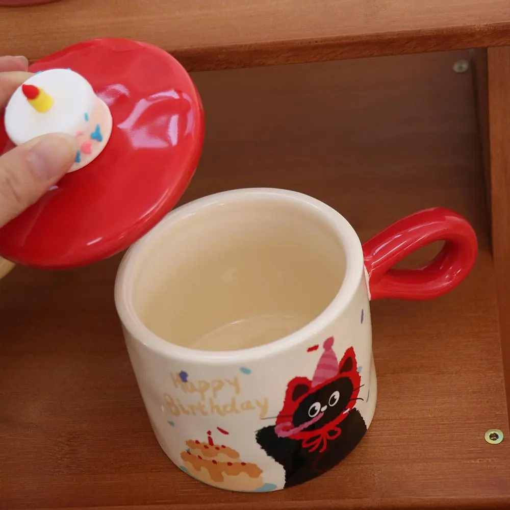 Gift Creative Cat Ceramic Mug Happy Birthday Gift 3D Cake Cartoon Water Cup 380ml Kawaii Tea Cup Tableware