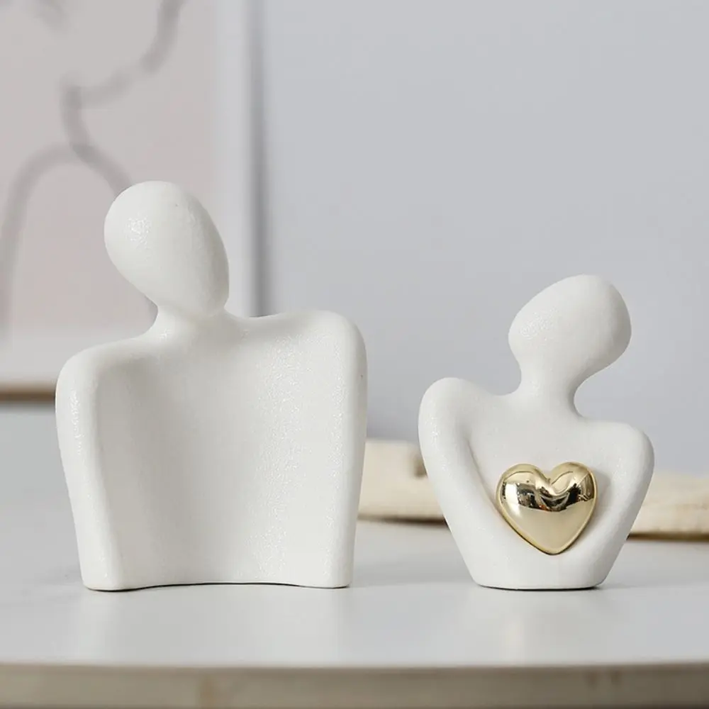 Ceramic Couples Embrace Statue Creative Waterproof People Love Sculpture Abstract Handicraft Miniatures Figurine Cabinet