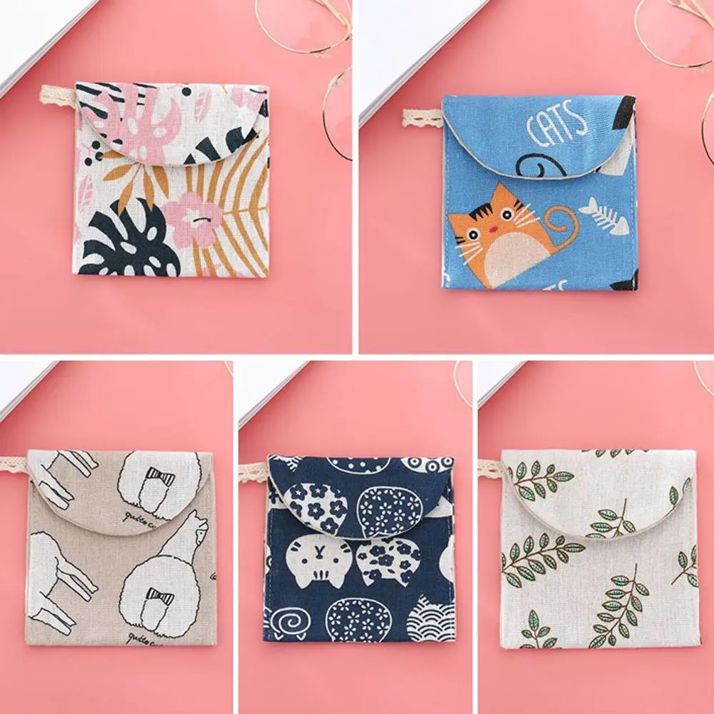 Portable Polyester Napkin Tampon Coin Purse Jewelry Organizer Sanitary Pad Storage Bag Mask storage bag Coin Pouch Makeup Bag