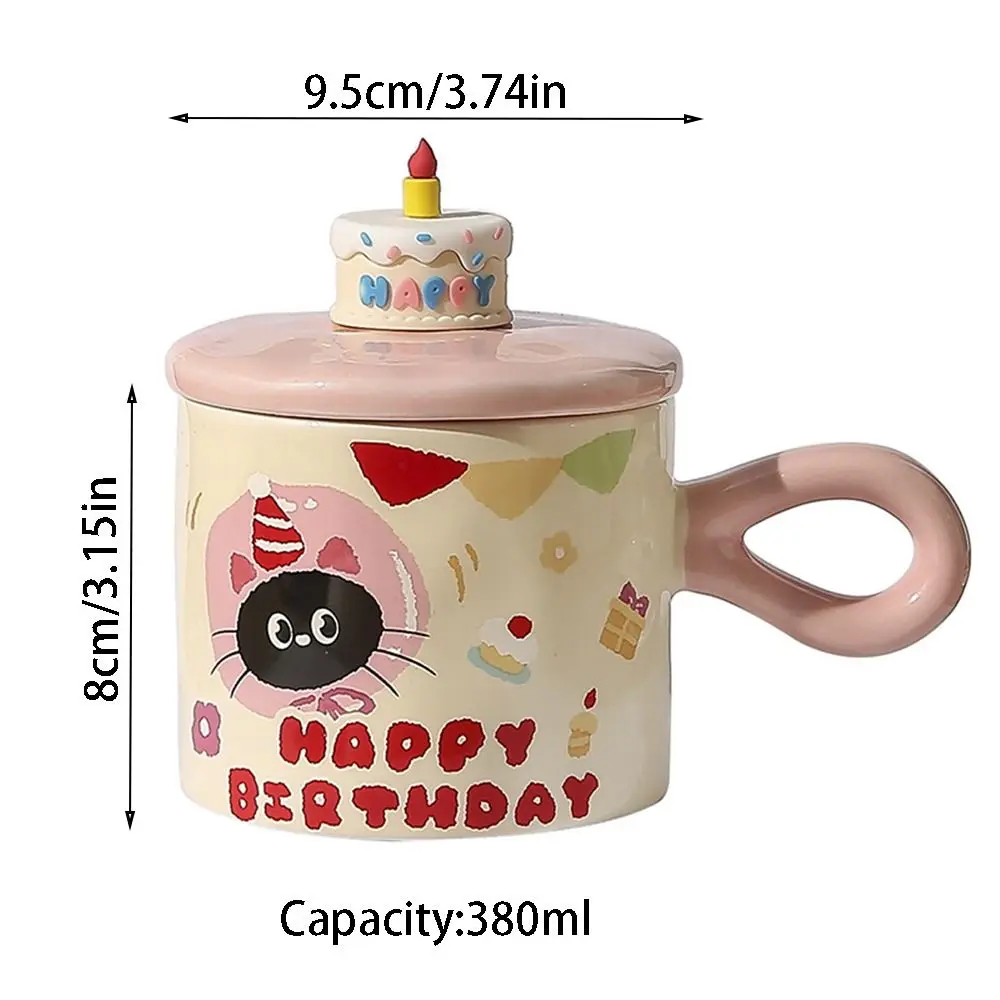 Gift Creative Cat Ceramic Mug Happy Birthday Gift 3D Cake Cartoon Water Cup 380ml Kawaii Tea Cup Tableware