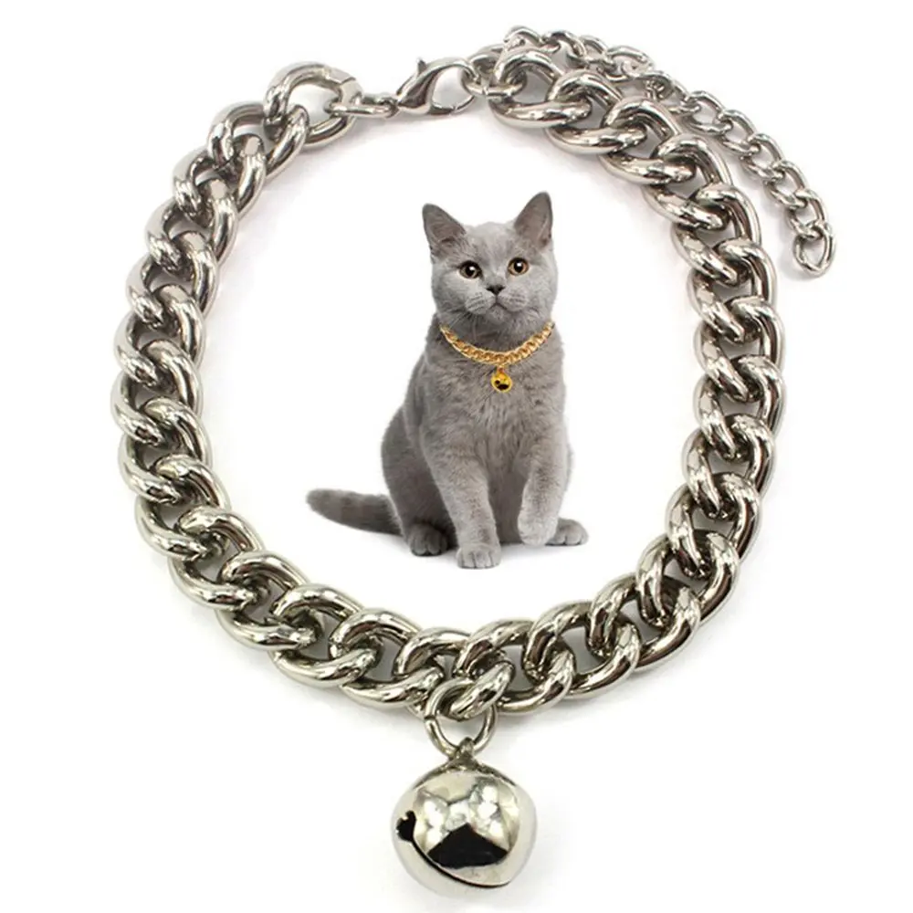 Fashion Aluminum with Bell Cat Accessory for French Bulldog Pet Accessory Cat Collar Pet Chain Dog Gold Chain Dog Necklace