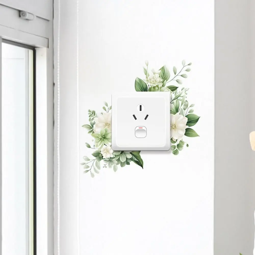 Romantic DIY Flower Leaf Switch Sticker Waterproof Self-adhesive Green Plant Switch Sticker Removable Leaf Decal Switch