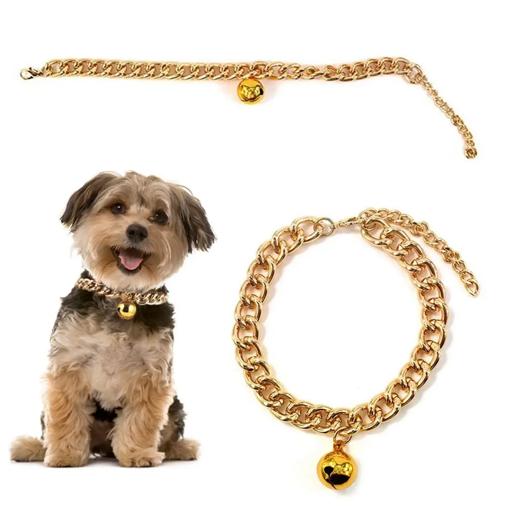 Fashion Aluminum with Bell Cat Accessory for French Bulldog Pet Accessory Cat Collar Pet Chain Dog Gold Chain Dog Necklace
