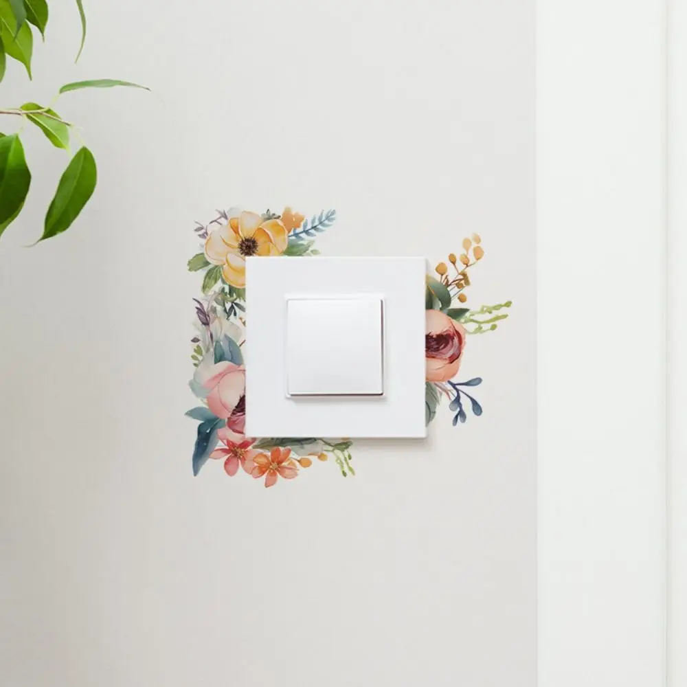 Romantic DIY Flower Leaf Switch Sticker Waterproof Self-adhesive Green Plant Switch Sticker Removable Leaf Decal Switch