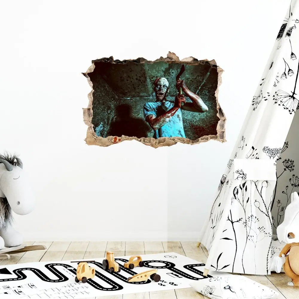 Removable Halloween Ghost Sticker Waterproof DIY 3D Female Ghost Stickers Reusable Breaking Wall Ghost Decal Home Decor