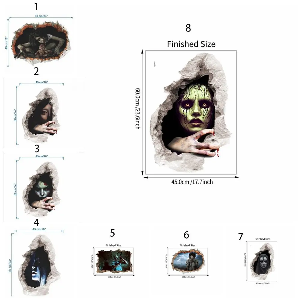 Removable Halloween Ghost Sticker Waterproof DIY 3D Female Ghost Stickers Reusable Breaking Wall Ghost Decal Home Decor