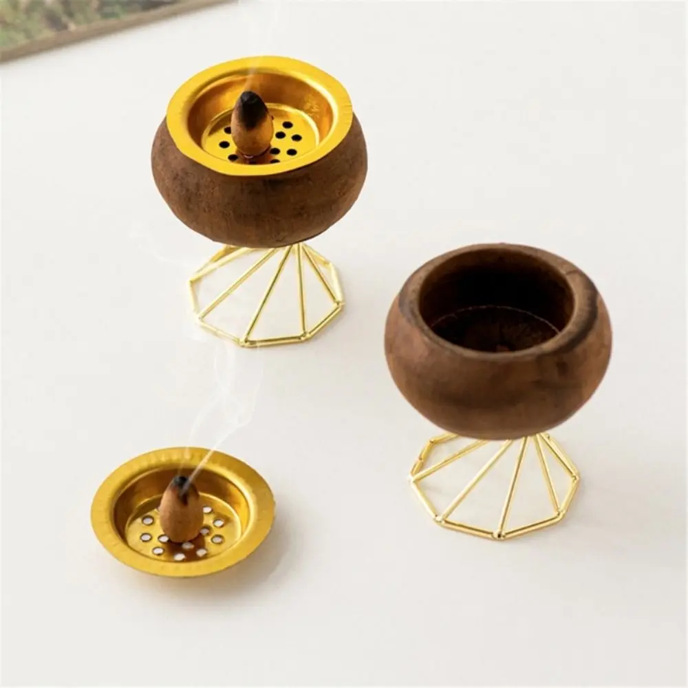 Metal Craft Middle East Incense Holder Hand-held With High Stand Festival Incense Stove Moisture Proof Wood Aromatherapy Stove