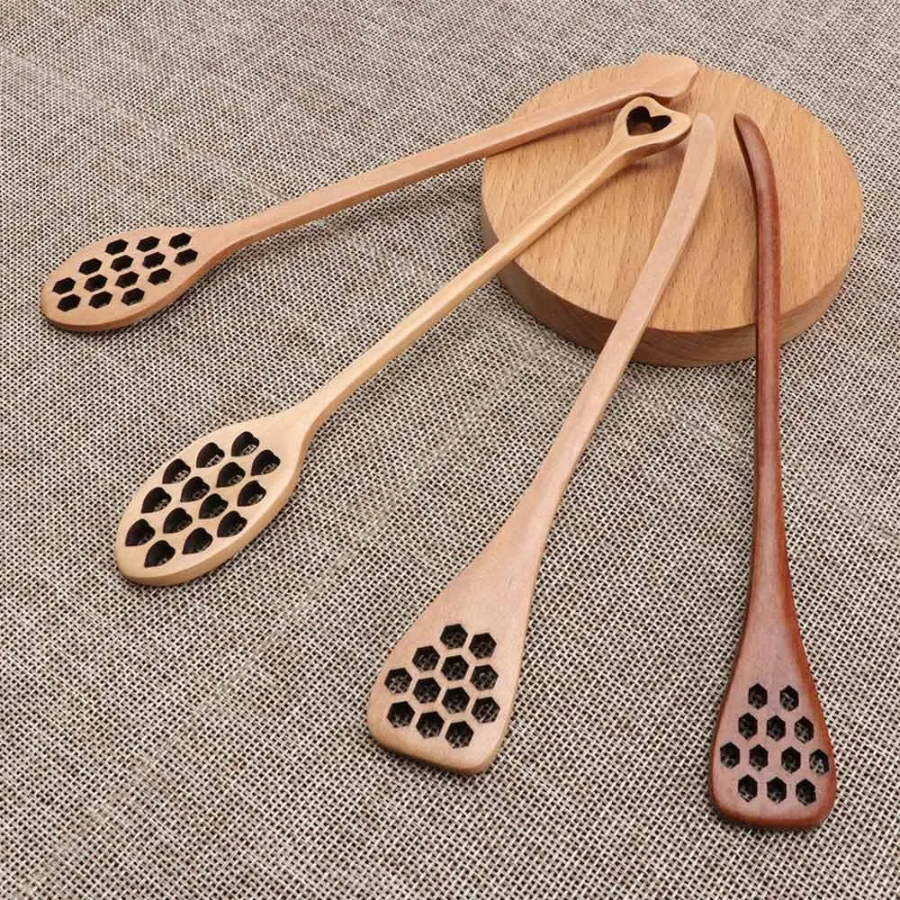 Baking Home Drizzler Wooden Handmade Saver Honey Dipper Spoon Stirrer Mixing Stick