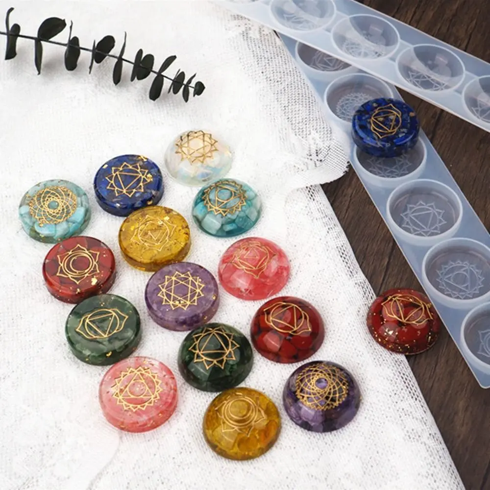 7 PCS/set Natural Stone Seven Chakras Natural Crystal Stones Amethyst Sodalite Reiki Healing Gems Round Reiki Symbols Yoga Stone