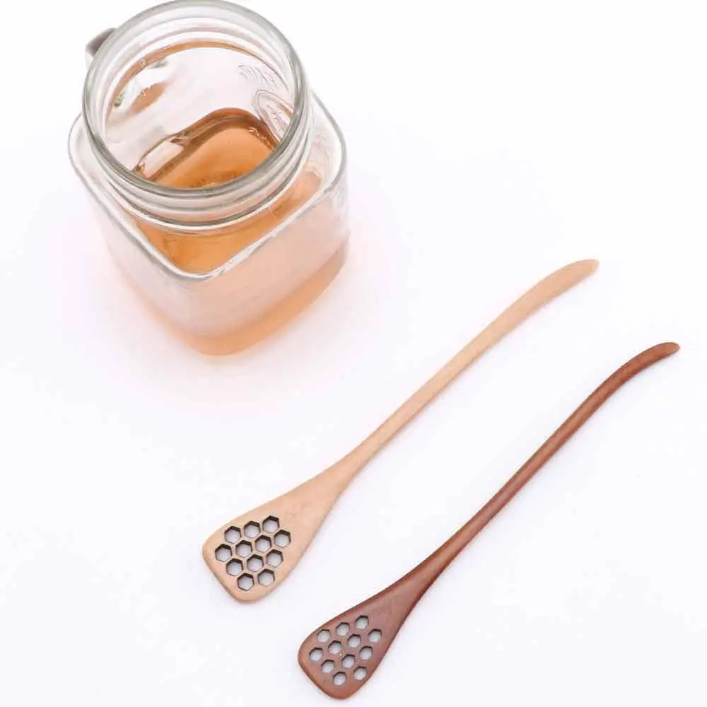 Baking Home Drizzler Wooden Handmade Saver Honey Dipper Spoon Stirrer Mixing Stick