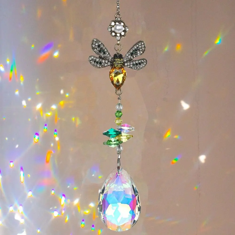 Garden Decoration Crystal Animal Shape Wind Chimes Hanging Rotating Sun Catcher Colorful Exquisite Light Collection Pendant Tree