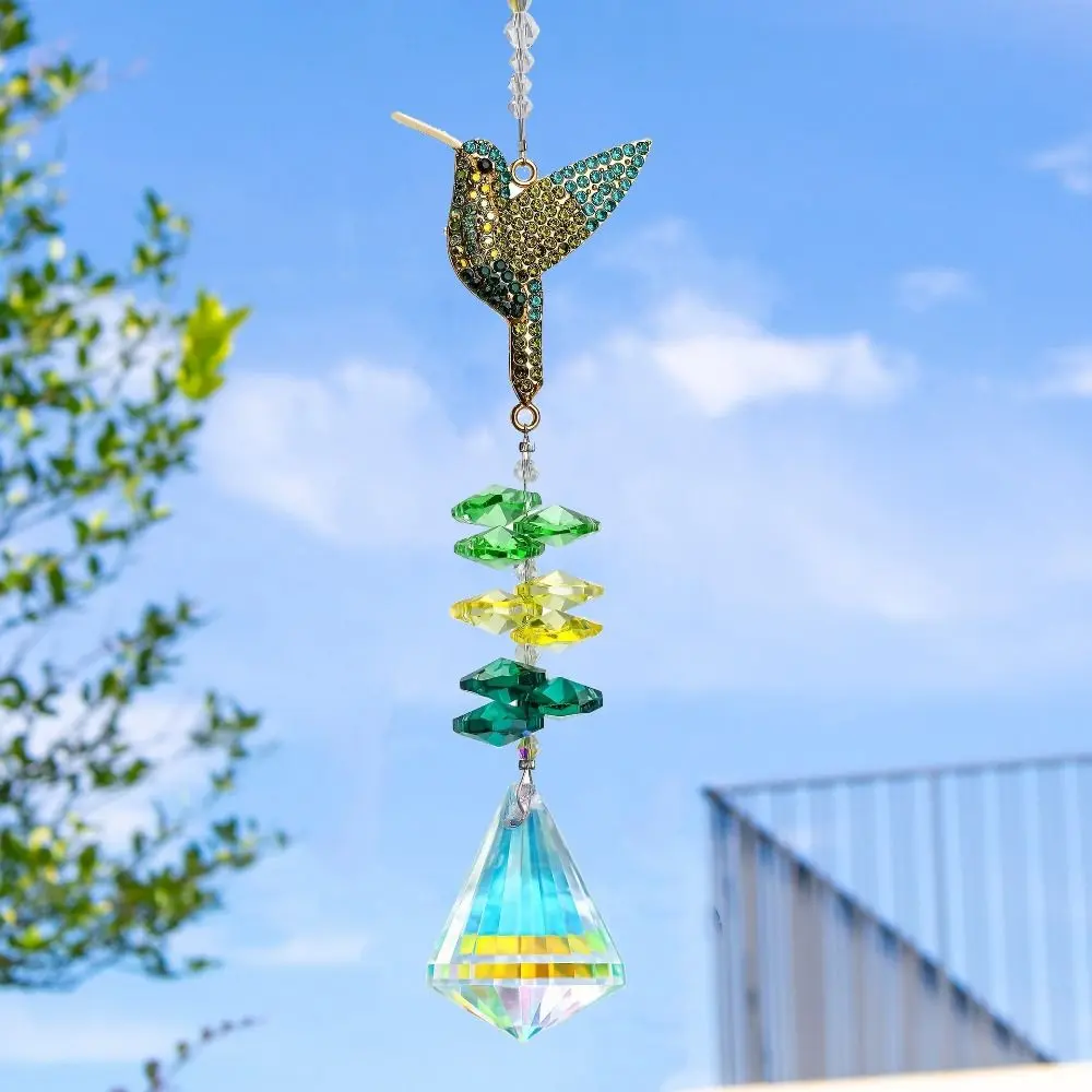 Garden Decoration Crystal Animal Shape Wind Chimes Hanging Rotating Sun Catcher Colorful Exquisite Light Collection Pendant Tree