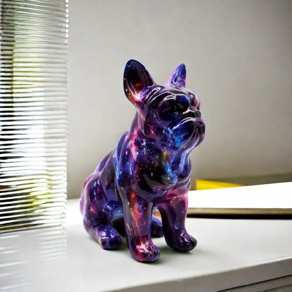 Kawaii Graffiti French Bulldog Statue Cartoon Exquisite Colorful Dog Statue Creative Durable Painted Bulldog Statue Office