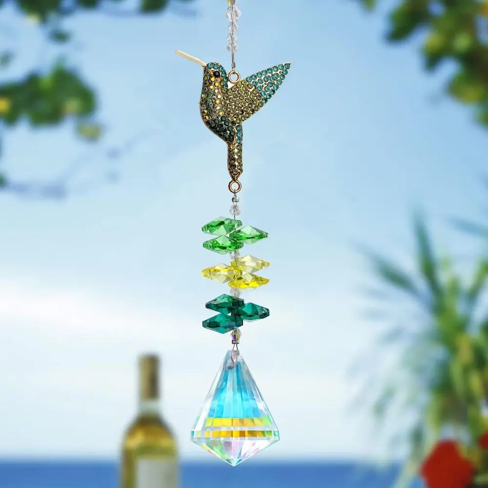 Garden Decoration Crystal Animal Shape Wind Chimes Hanging Rotating Sun Catcher Colorful Exquisite Light Collection Pendant Tree