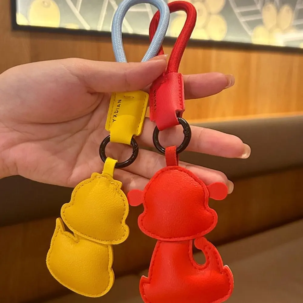 Fashion Creative New Year Keychain Leather Hanging Spring Festival Pendant Blessing Traditional Cartoon Snake Pendant Men