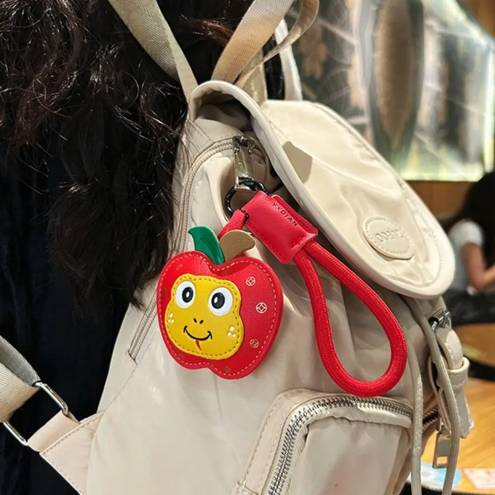 Fashion Creative New Year Keychain Leather Hanging Spring Festival Pendant Blessing Traditional Cartoon Snake Pendant Men