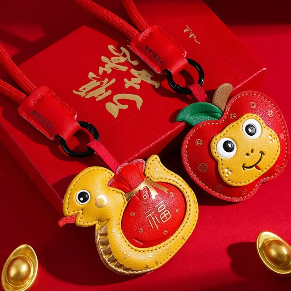 Fashion Creative New Year Keychain Leather Hanging Spring Festival Pendant Blessing Traditional Cartoon Snake Pendant Men