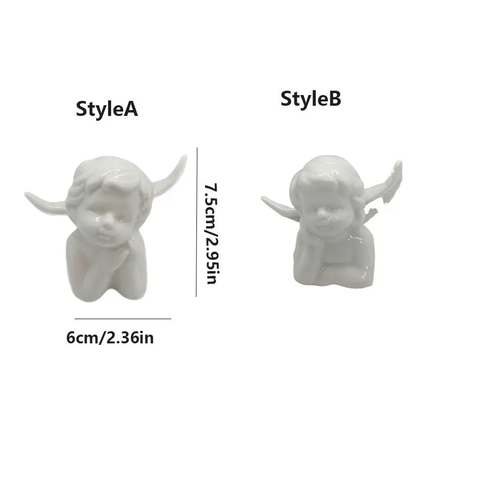 Modern Angel Fairy Figurines Fun Crafts Atmosphere Angel Statues Sculpture Pure white Ceramic Angel Ornamen Living Room Desktop