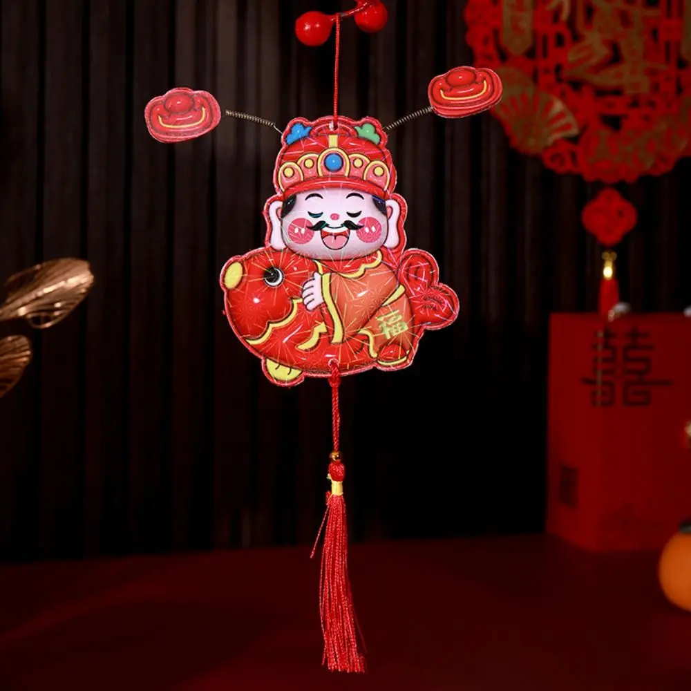 3D God of Wealth Fridge Stickers Cartoon Self-adhesive Shaking Head God Pendant Chinese Style Spring Festival Magnet
