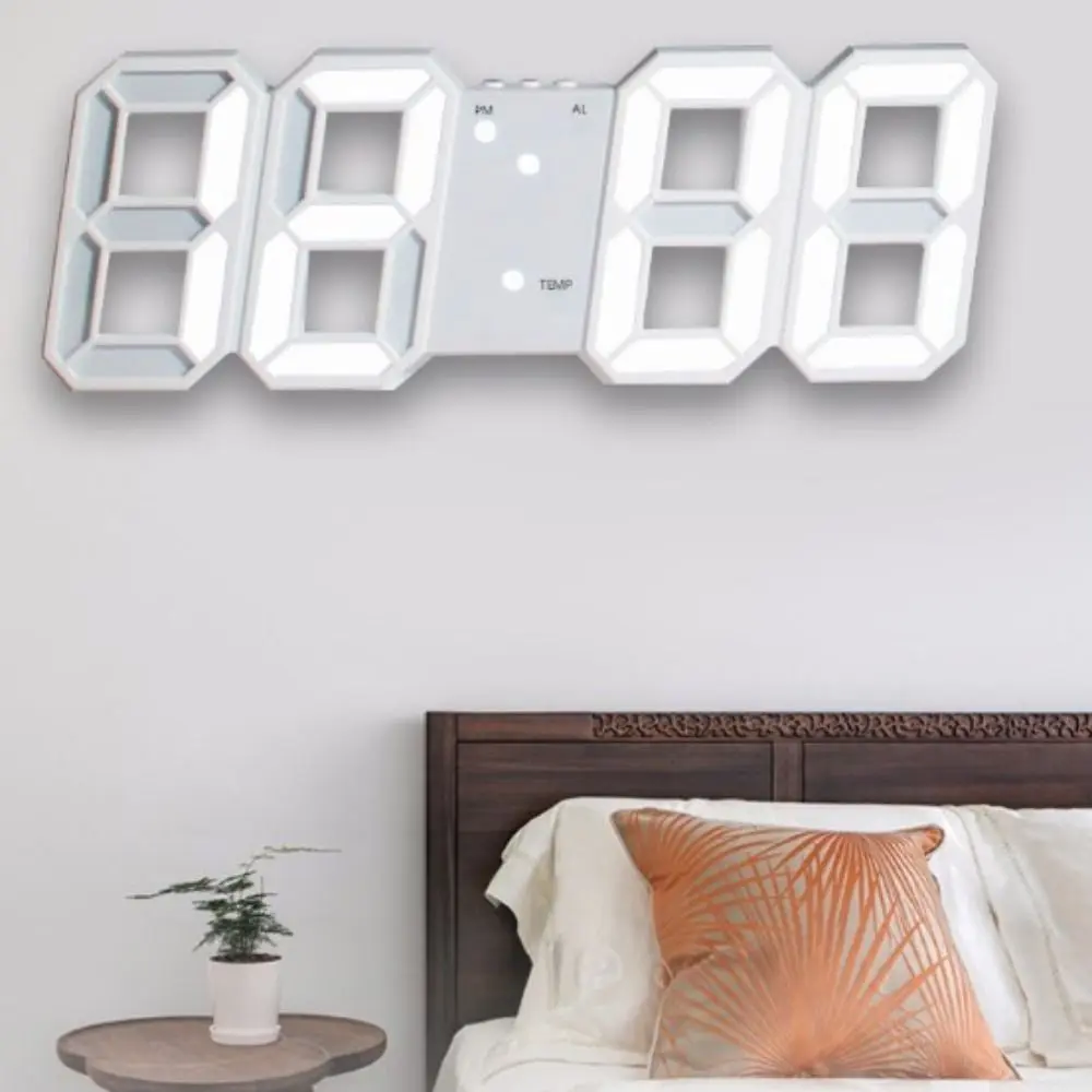 Multi-function Luminous 3D Digital Alarm Clock Temperature Electronic LED Desk Clock Date Display Wall Hanging Clock Kitchen