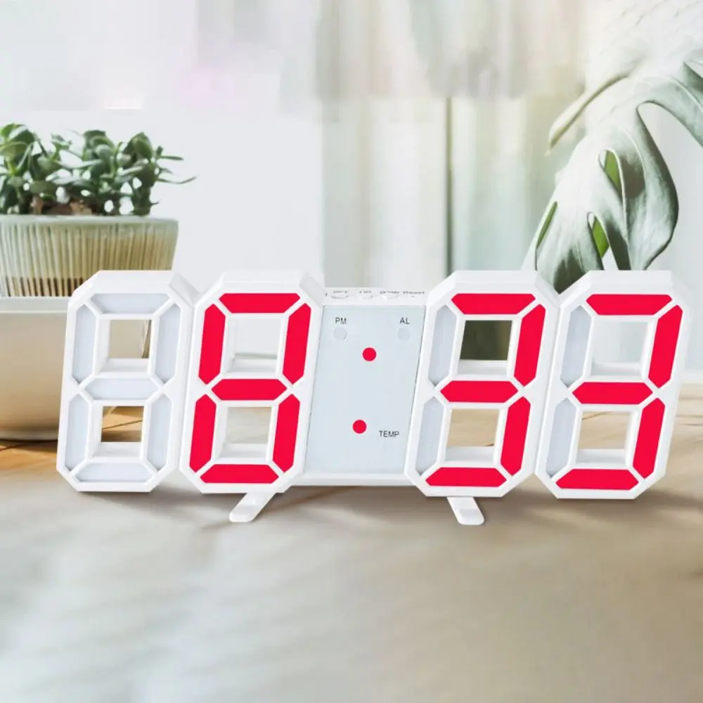 Multi-function Luminous 3D Digital Alarm Clock Temperature Electronic LED Desk Clock Date Display Wall Hanging Clock Kitchen