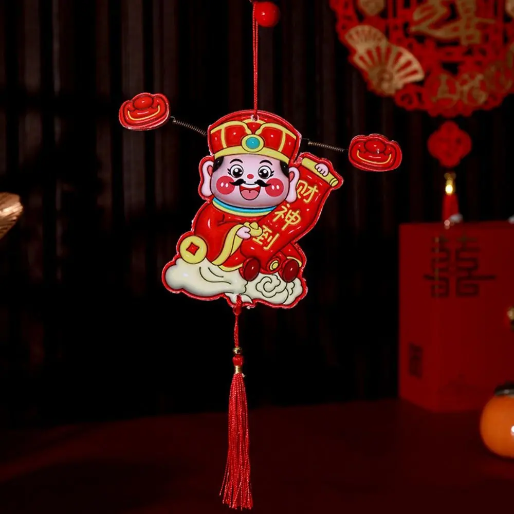 3D God of Wealth Fridge Stickers Cartoon Self-adhesive Shaking Head God Pendant Chinese Style Spring Festival Magnet
