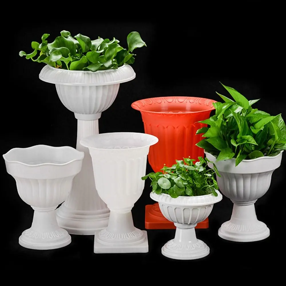 European Style White Roman Plant Flower Pot Retro Romantic Porch Planter Plastic Flower Planter Garden Decor