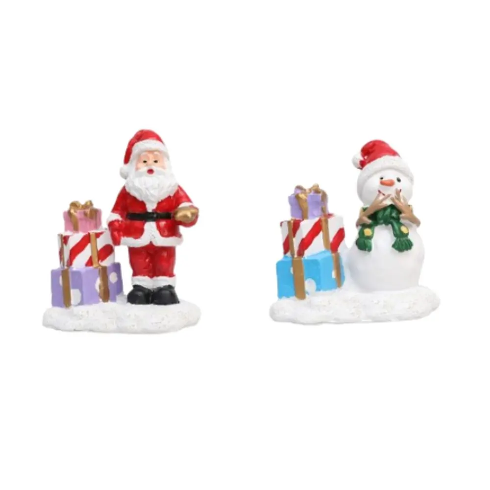 Cute Christmas Snowman Figurines Realistic Resin Santa Claus Gift Box Statue Elegant Merry Christmas Decorations