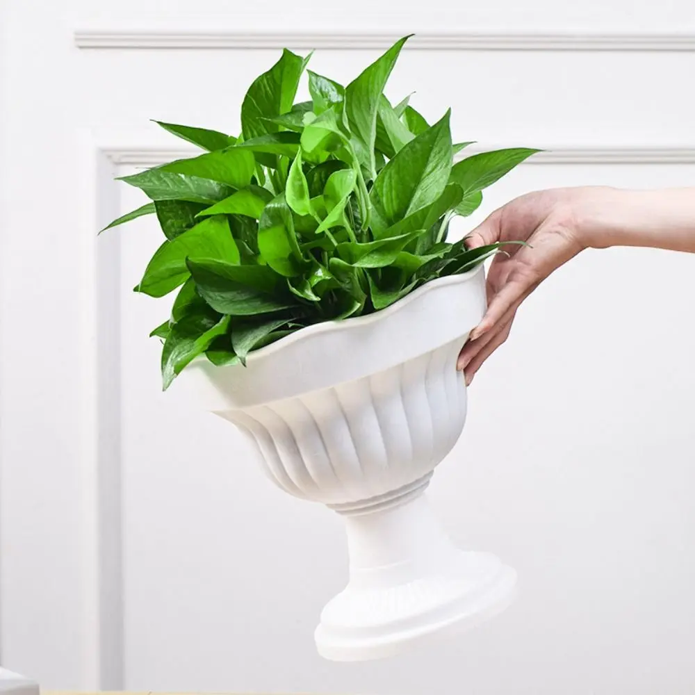 European Style White Roman Plant Flower Pot Retro Romantic Porch Planter Plastic Flower Planter Garden Decor