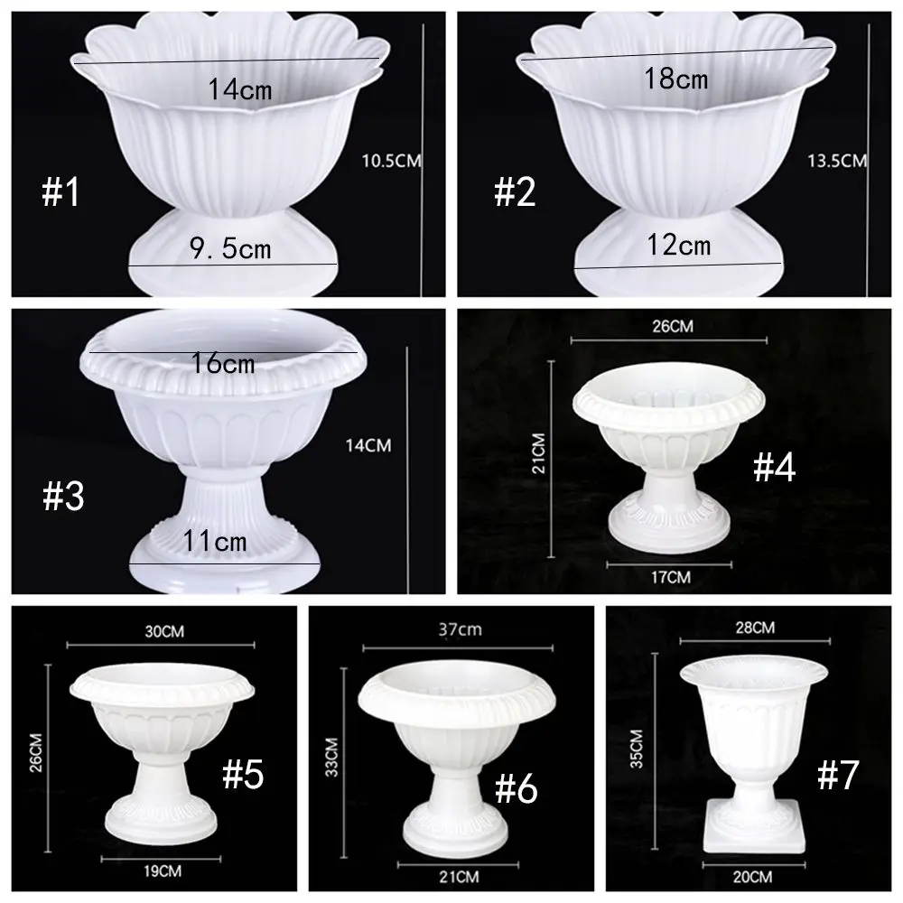 European Style White Roman Plant Flower Pot Retro Romantic Porch Planter Plastic Flower Planter Garden Decor