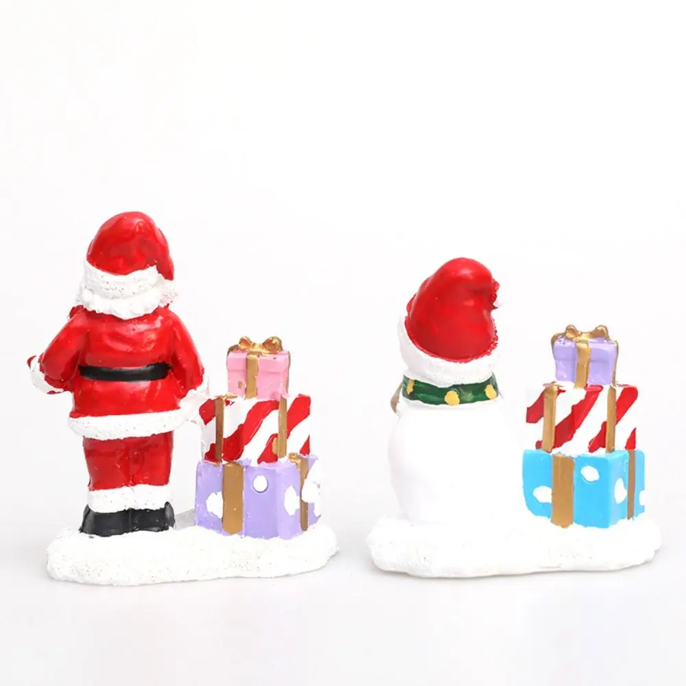Cute Christmas Snowman Figurines Realistic Resin Santa Claus Gift Box Statue Elegant Merry Christmas Decorations