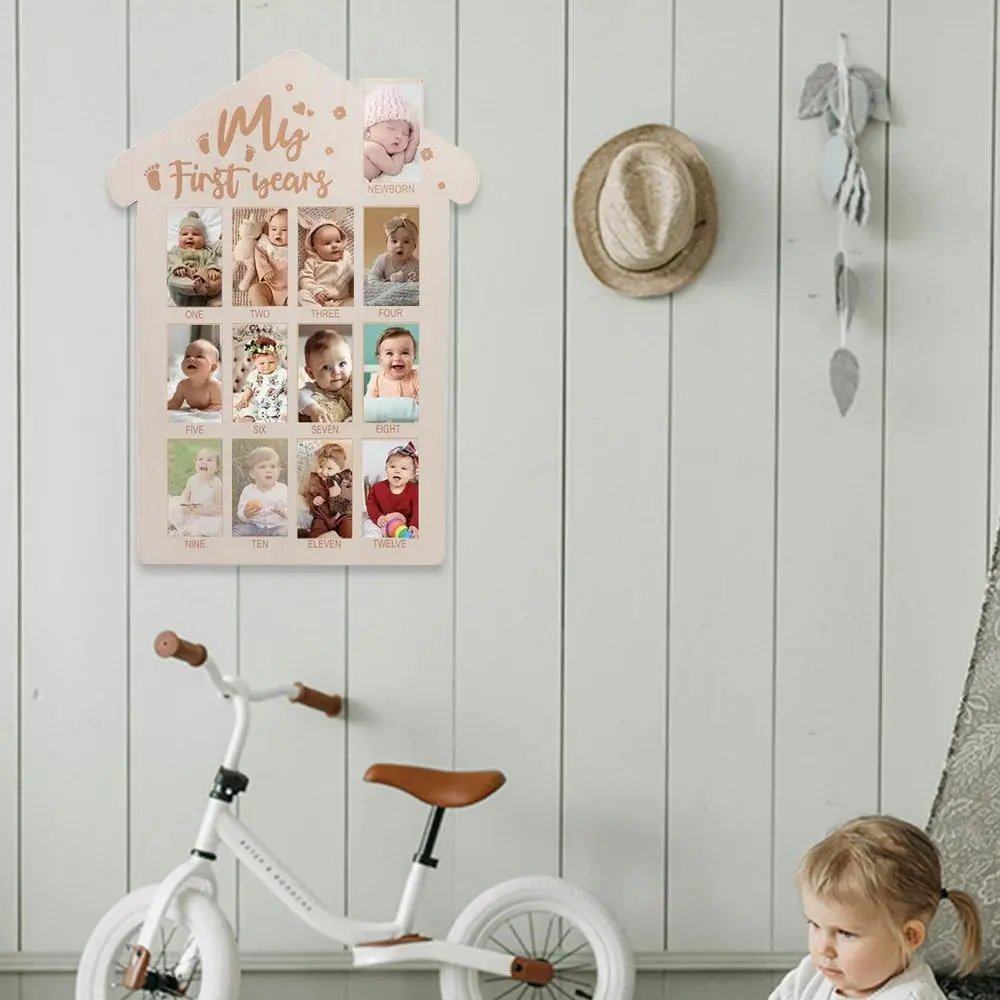 Wooden Baby’s First Year Picture Frame My First Year Celebrations 12 Month Milestone Board Handmade Commemorative